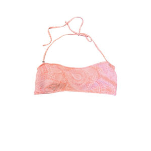 Coral Bandeau Lace Up Back Halter Top Swim Top S